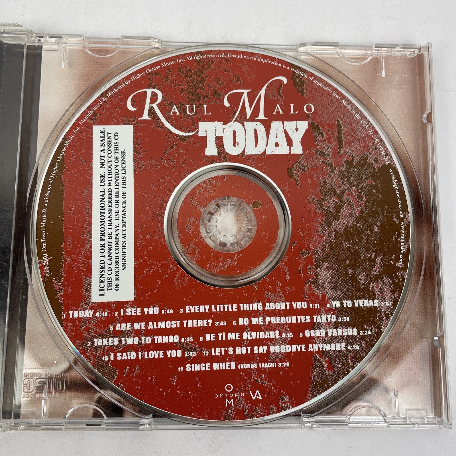 Today - Digital Audio CD By Raul Malo 2001 OM Town Music - M
