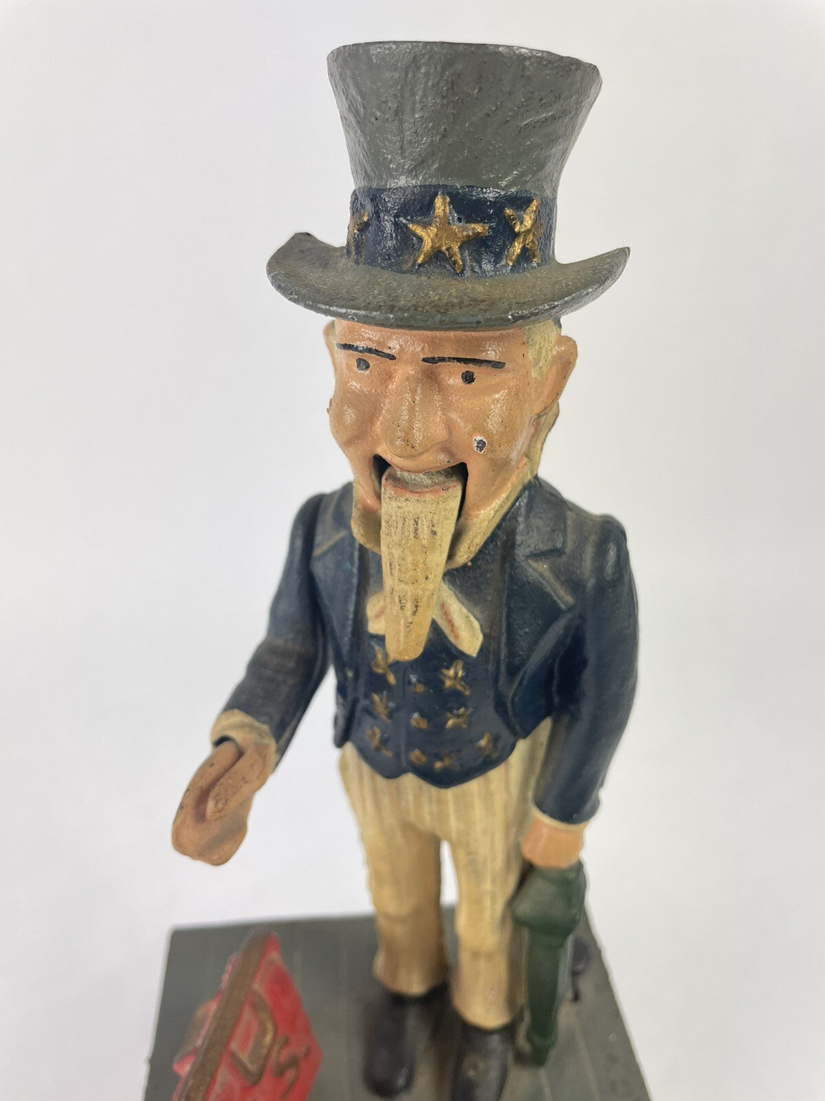 Antique Shepard Hardware UNCLE SAM Patriotic Cast Iron Mechanical Coin Bank