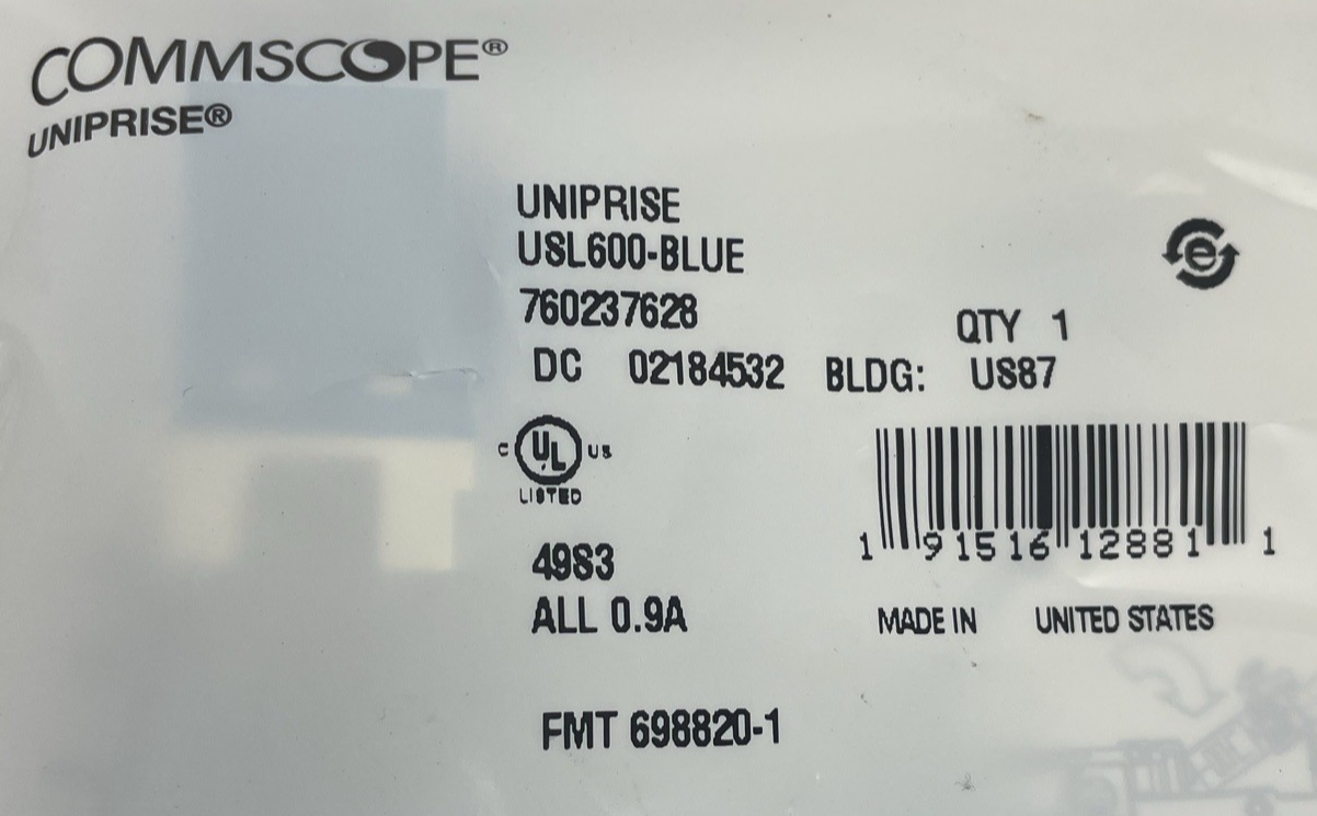 Lot of 2 x Commscope USL600-BLUE Uniprise SL-Series RJ45 Cat6 Jack, Blue ~STSI