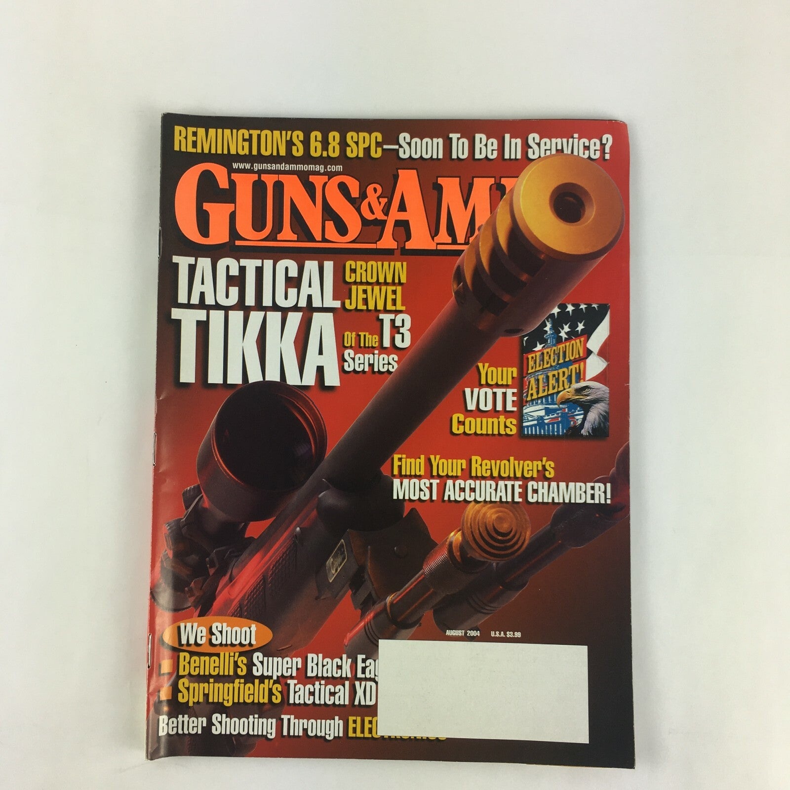 August 2004 Guns & Ammo Magazine Tactical Tikka T3 Series Benelli's Springfields