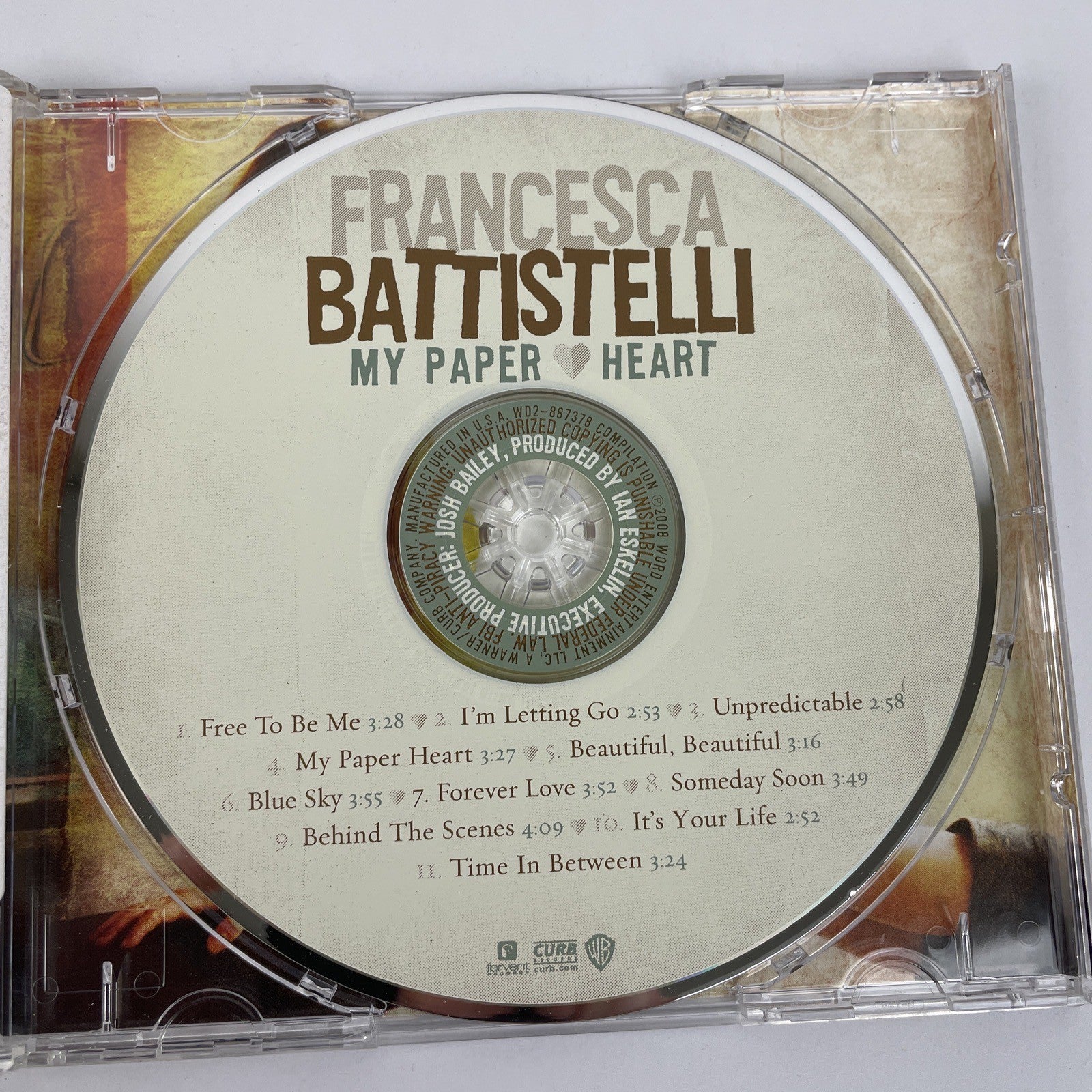 My Paper Heart by Francesca Battistelli (CD, Oct-2008, Word Distribution) Mint 3
