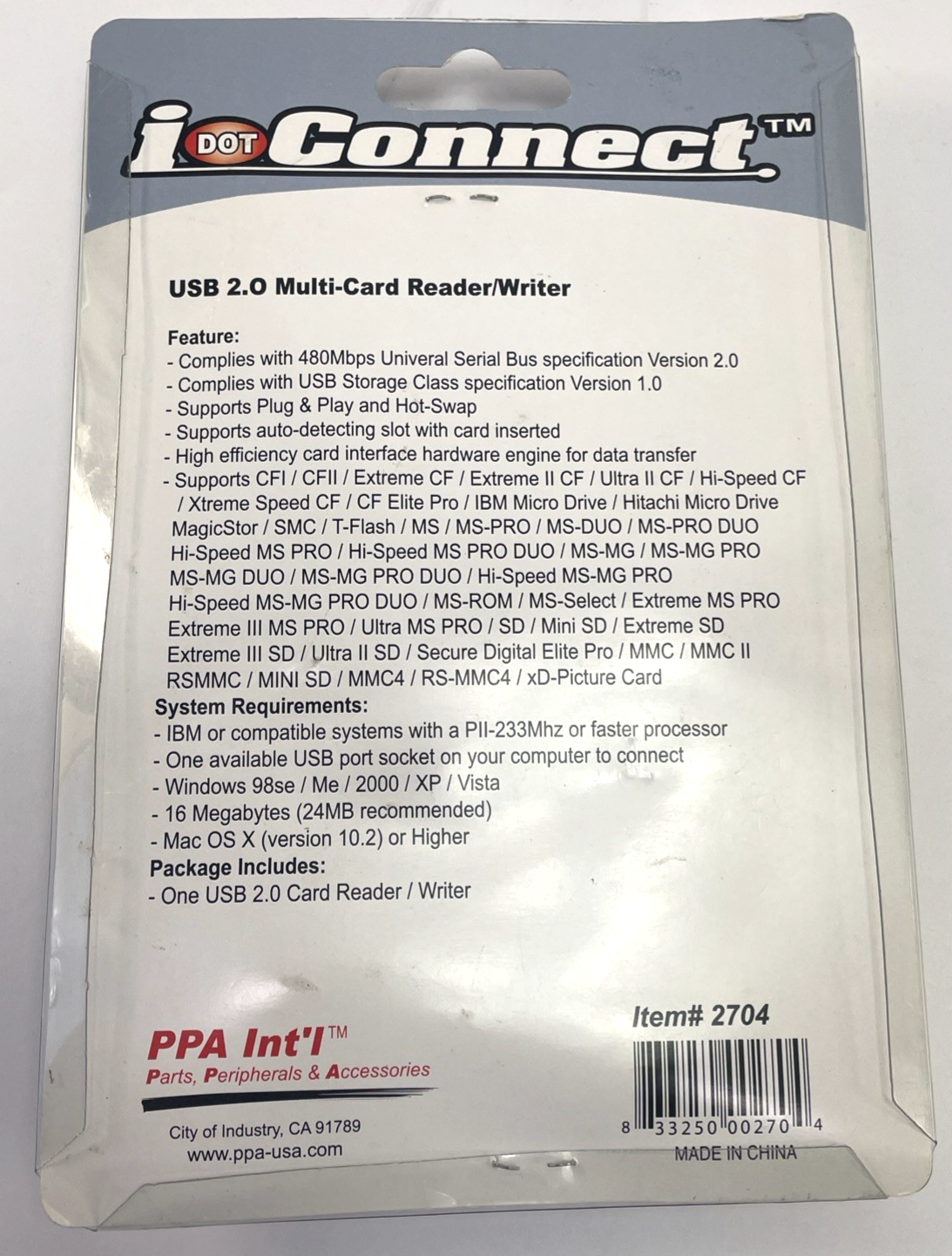 i DOT Connect USB 2.0 External Multi-Card Reader & Writer 43-in-1 SDHC Supported