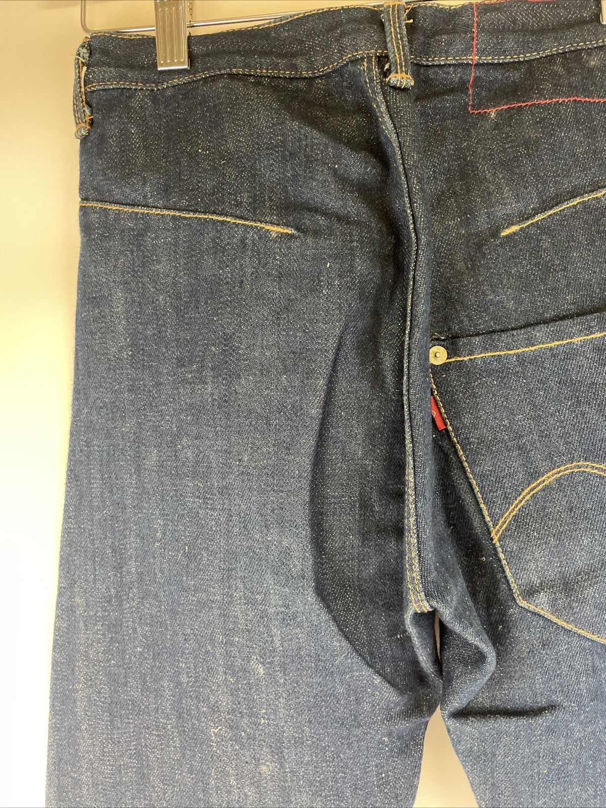 Vintage Levi's Hemp Cotton Jeans 26 x 32 USA Made Red Stencil Tag Dark Wash RARE