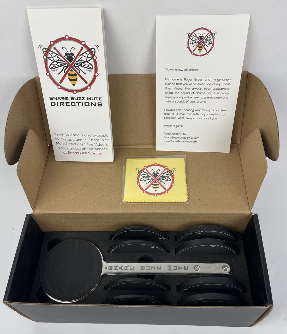 Snare Buzz Mute Kit - Snare Drum Accessory with SBM Anti-Choke Bar - Brand New