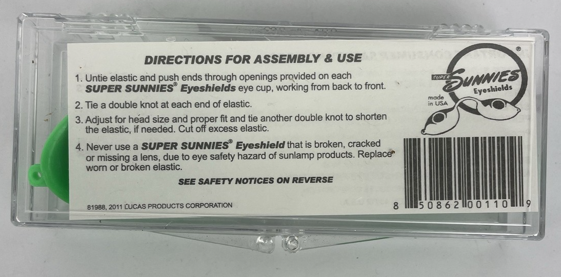 Super Sunnies UV Eye Protection Goggles for Tanning Red Light Therapy Green