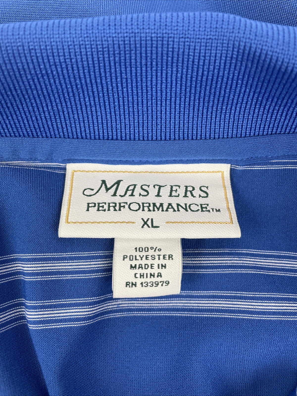 Masters Polo Shirt Men's Extra Large Pima Blue White Stripe Golf Performance XL
