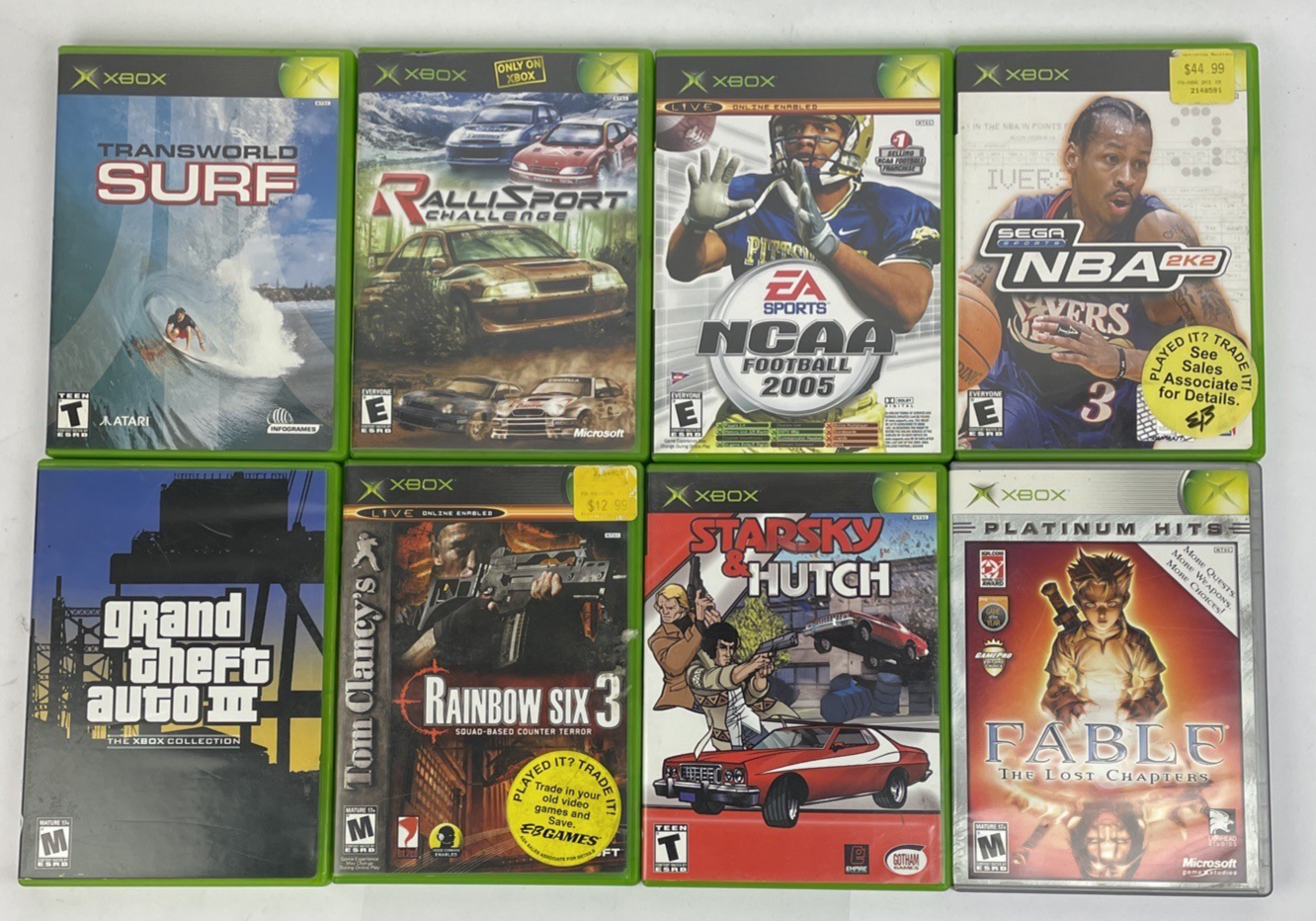 X Box One Games Lot (8) NBA NCAA Football FABLE GTA III Transworld Surf Starsky