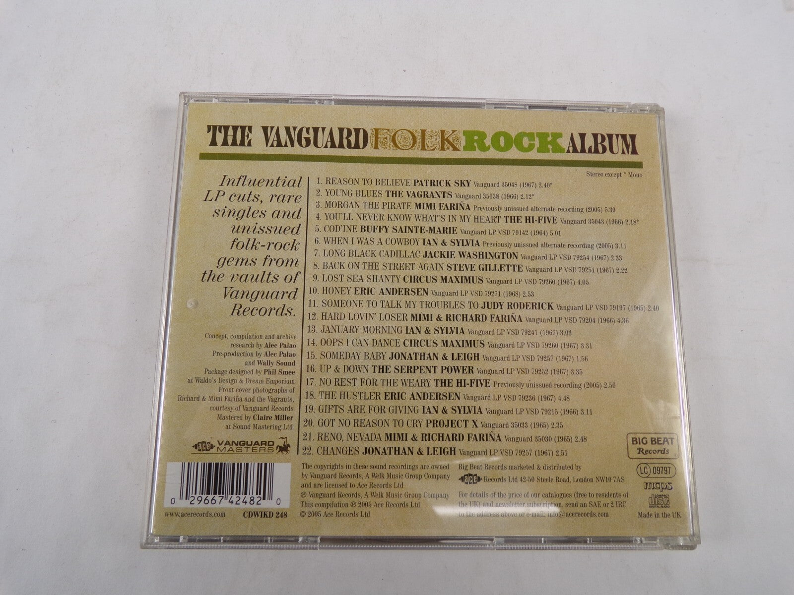 The Vanguard Folk Album Reason To Believe Patrick Sky Young Blues CD#56