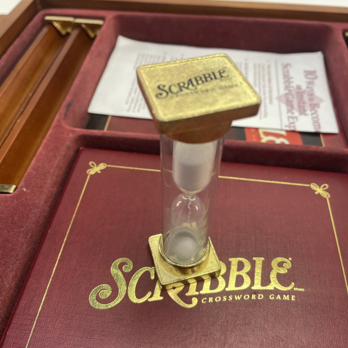 Scrabble Rotating Premier Wood Luxury Edition Crossword Board Game Complete VGC