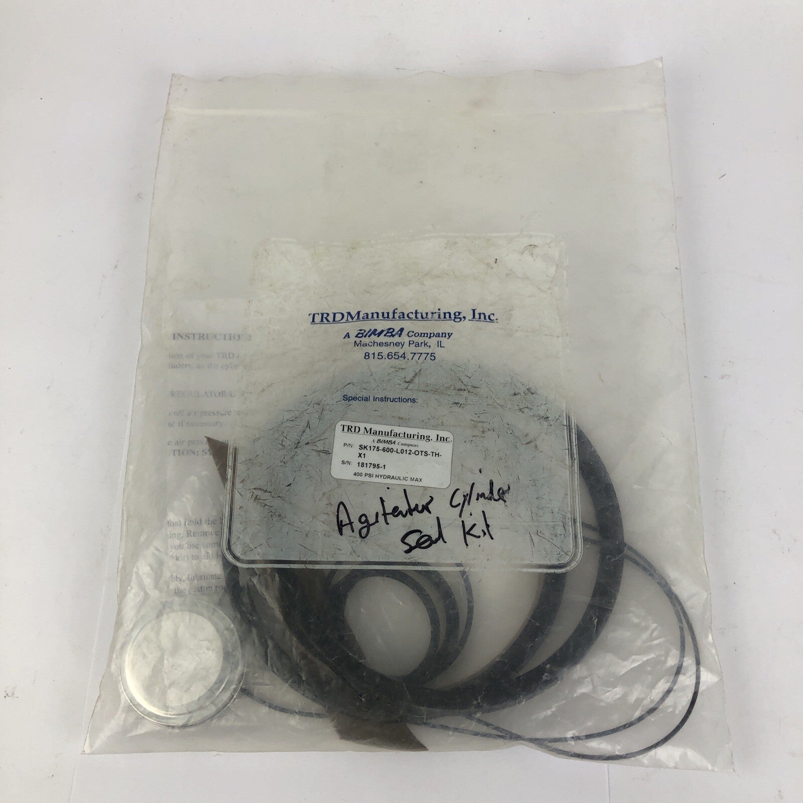 TRD Manufacturing Bimba SK175-600-L012-OTS-TH-X1 400 PSI Cylinder Rebuild Kit