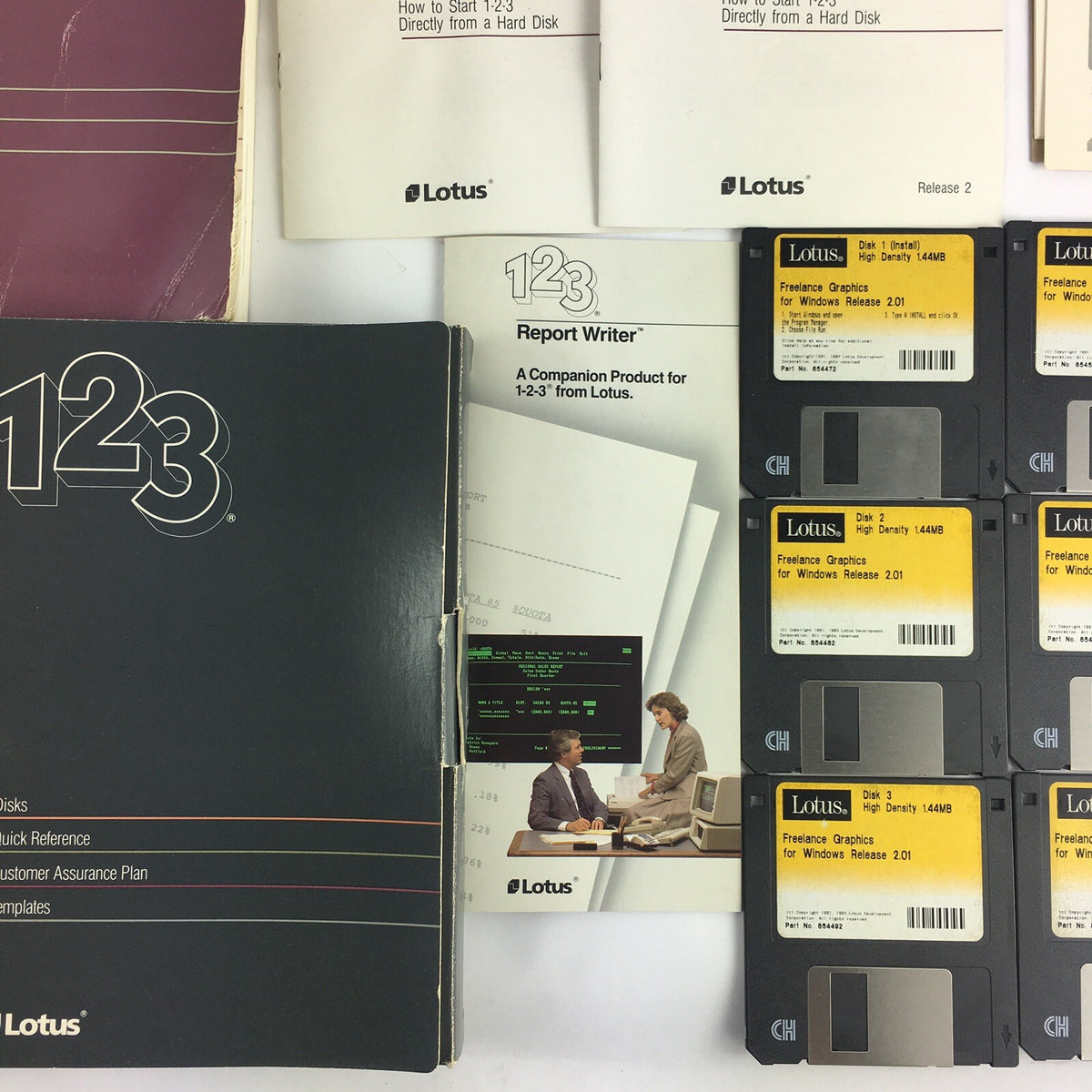 Vintage 1986 Lotus 1-2-3 Release 2.01 IBM PC 5.25" Floppy Disk Software RARE BIN