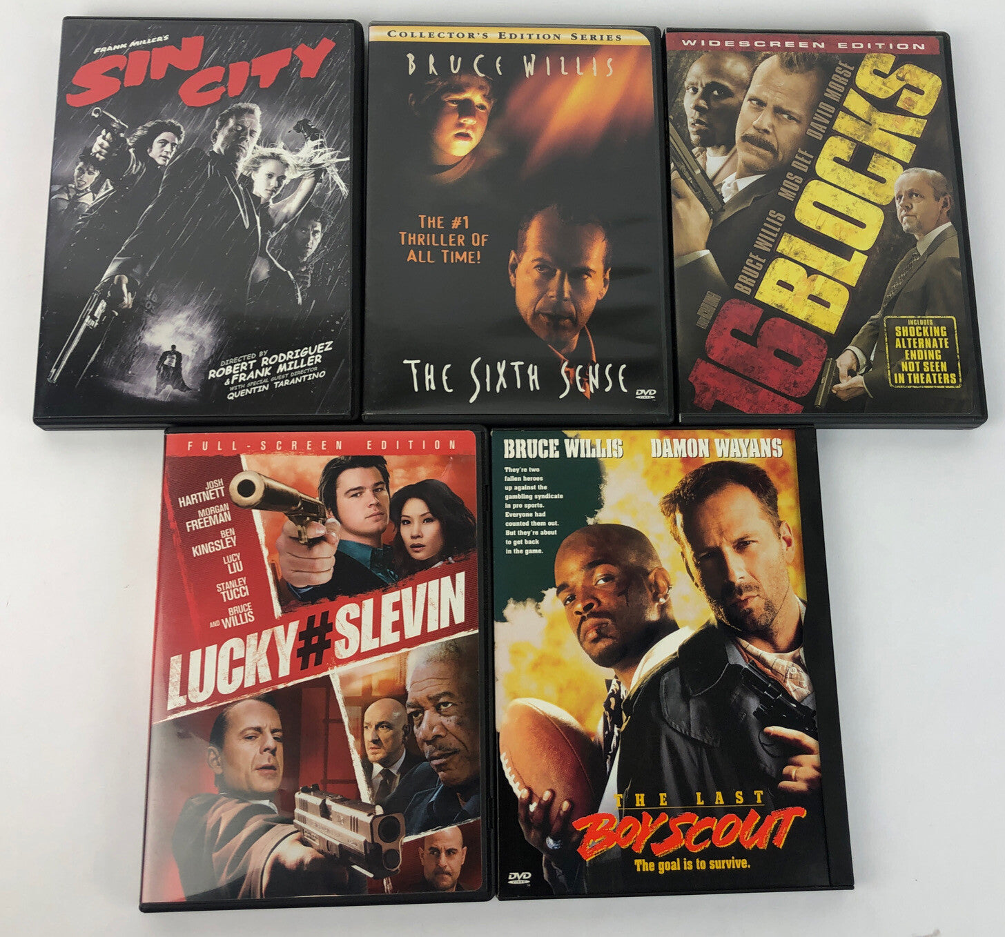Bruce Willis DVD Movie Lot OF 5 -LUCKY#SLEVIN Sin City 16 Blocks The Sixth Sense