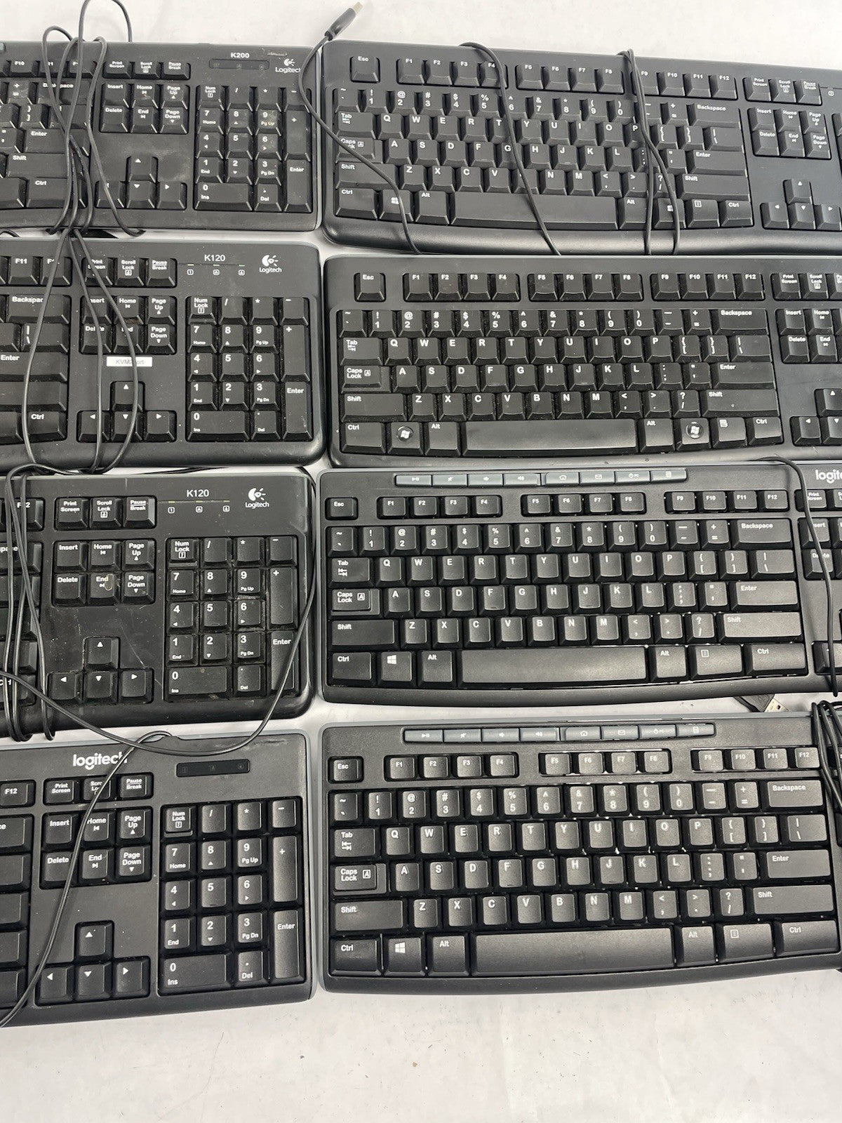 Lot of 8  Logitech Keyboards Wired USB  K120 Y-U0011 K200