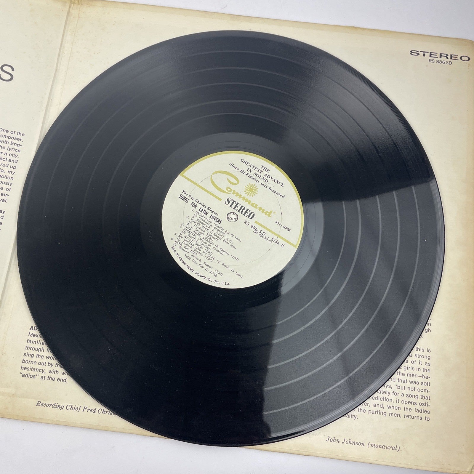 The Ray Charles Singers- " Songs For Latin Lovers " Stereo LP Record - Command