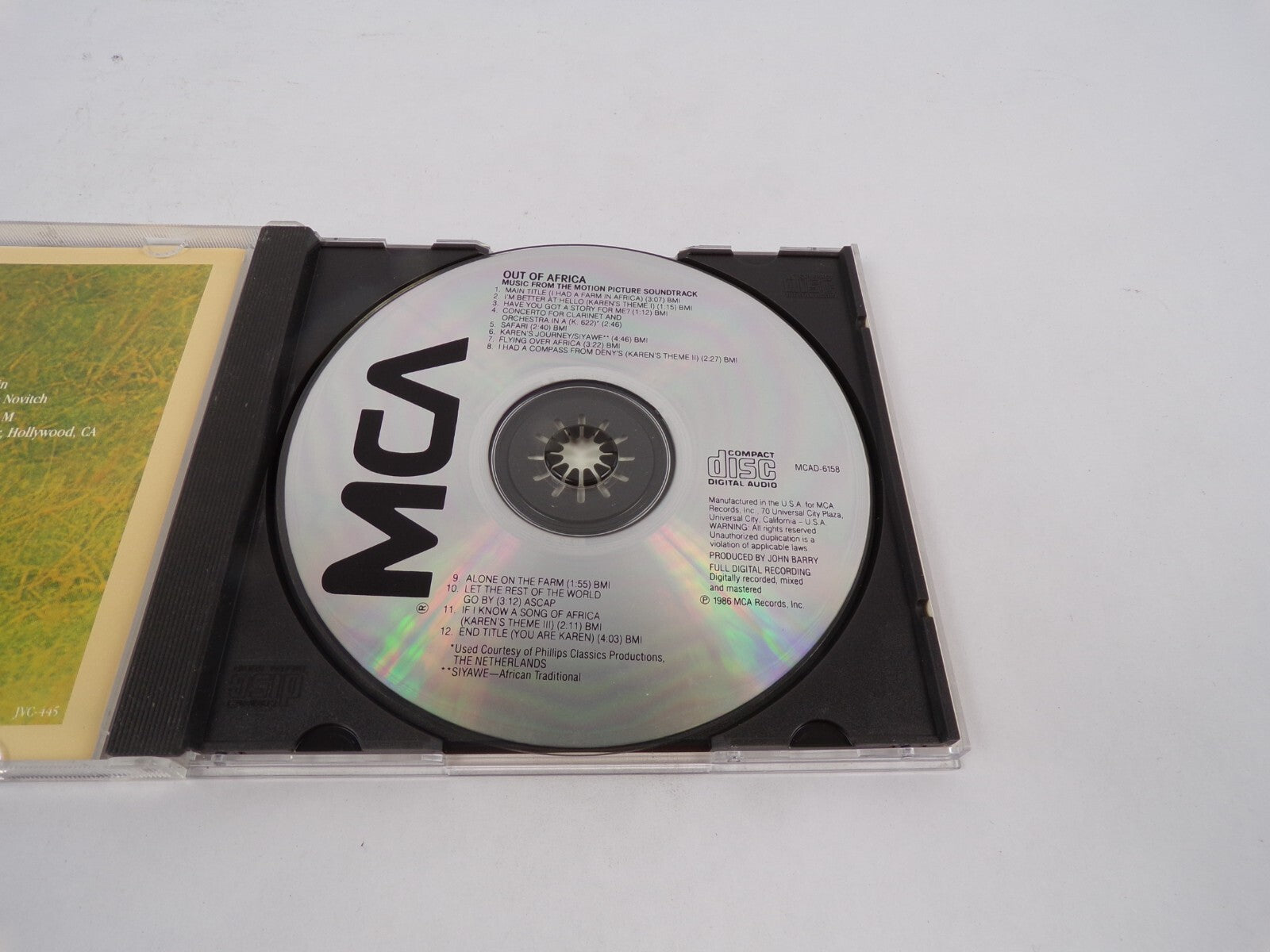 Music From The Motion Picture Soundtrack Out Of Africa Main Title I'm BetteCD#68