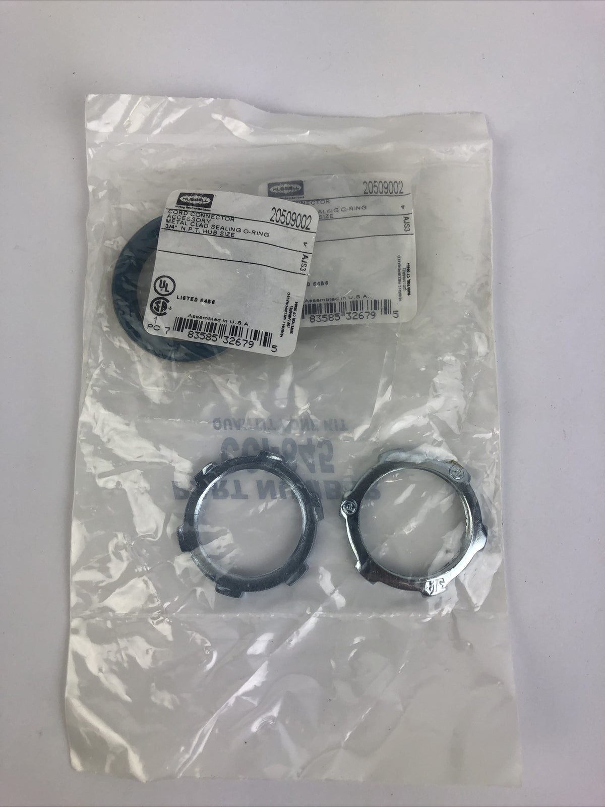  CCI-845 Connector Kit (2) 20509002 Sealing O-Rings & (2) 3/4" Lock Nuts