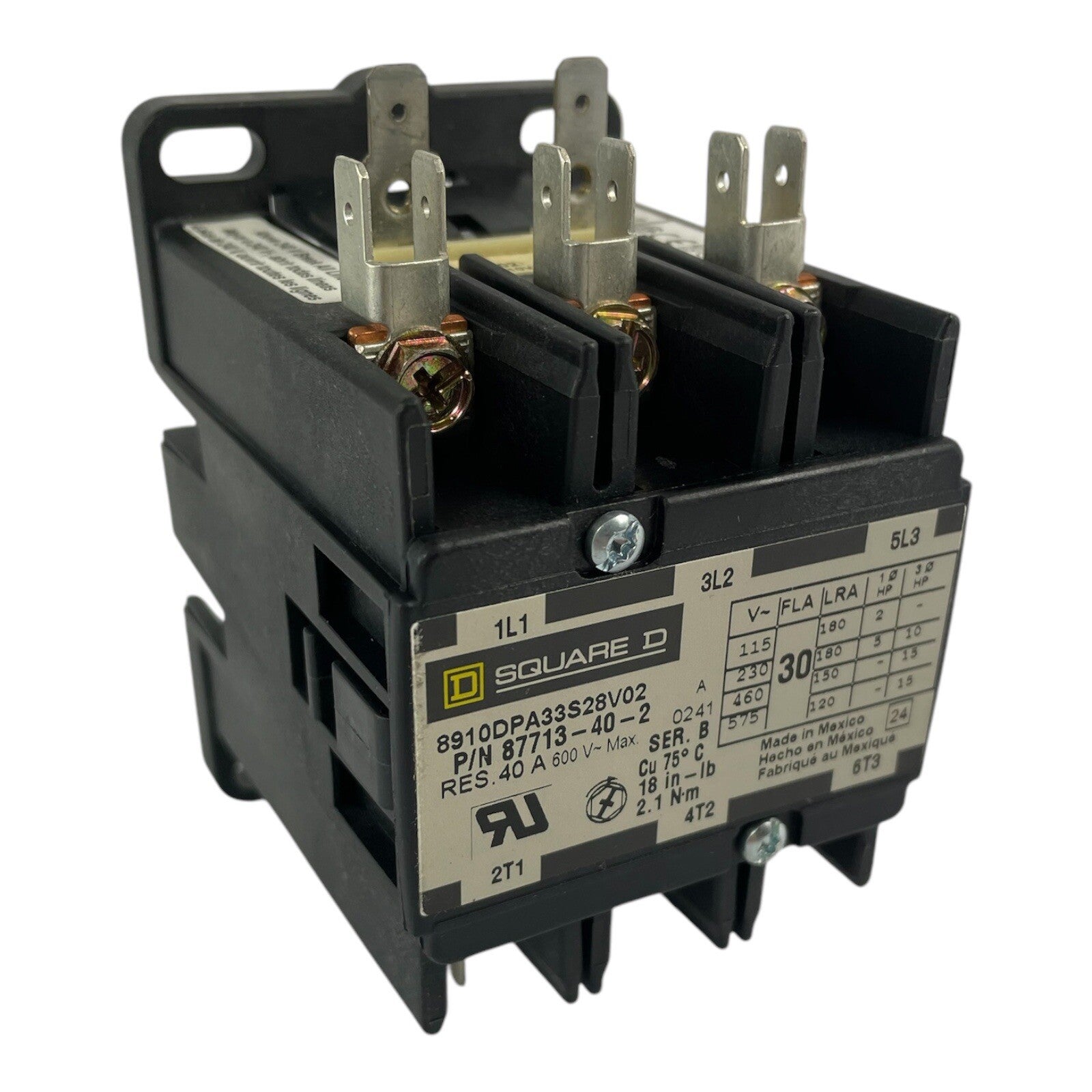Square D CONTACTOR 8910DPA33S28V02  110-120V 50/60Hz\Z 30A 3 POLE