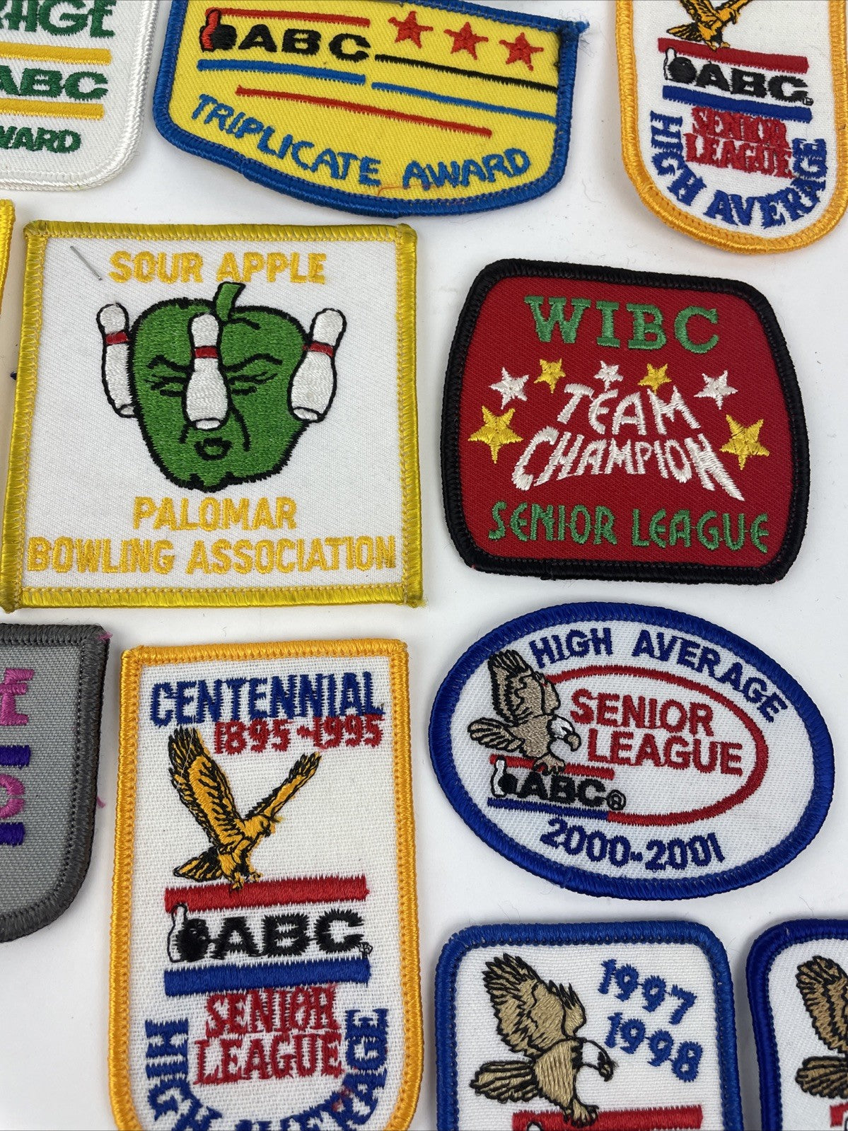 Lot Of 14 Vintage Bowling Patches Split ABC WIBC Sour Apple Bowling Association
