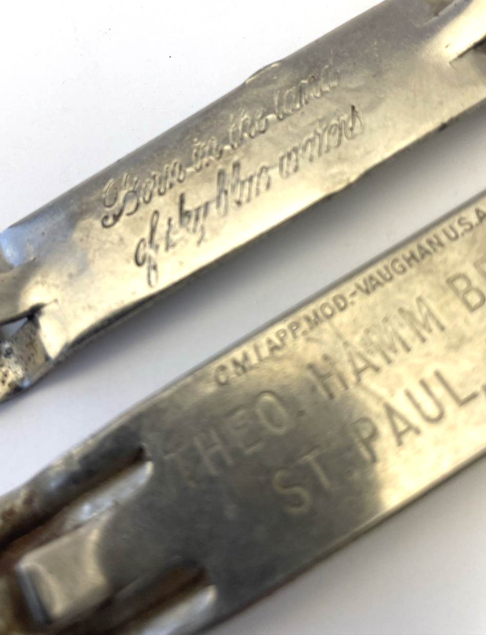2 x Bottle Opener Vintage Church Key Hamm's Beer  4.25” Long Theo Hamm Brewing
