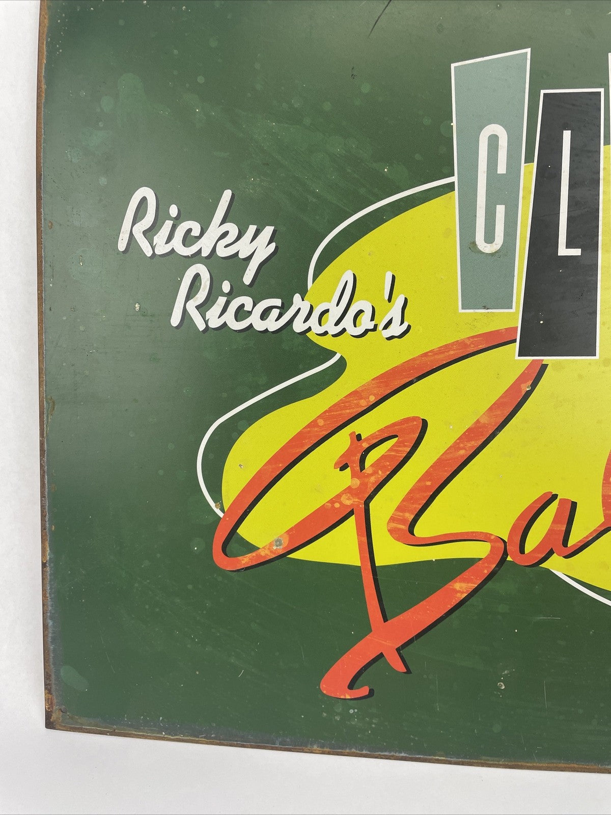 VINTAGE RICKY RICARDO'S " ClLUB Babalu i love Lucy Tin Bar Sign Rustic 15" x 12"