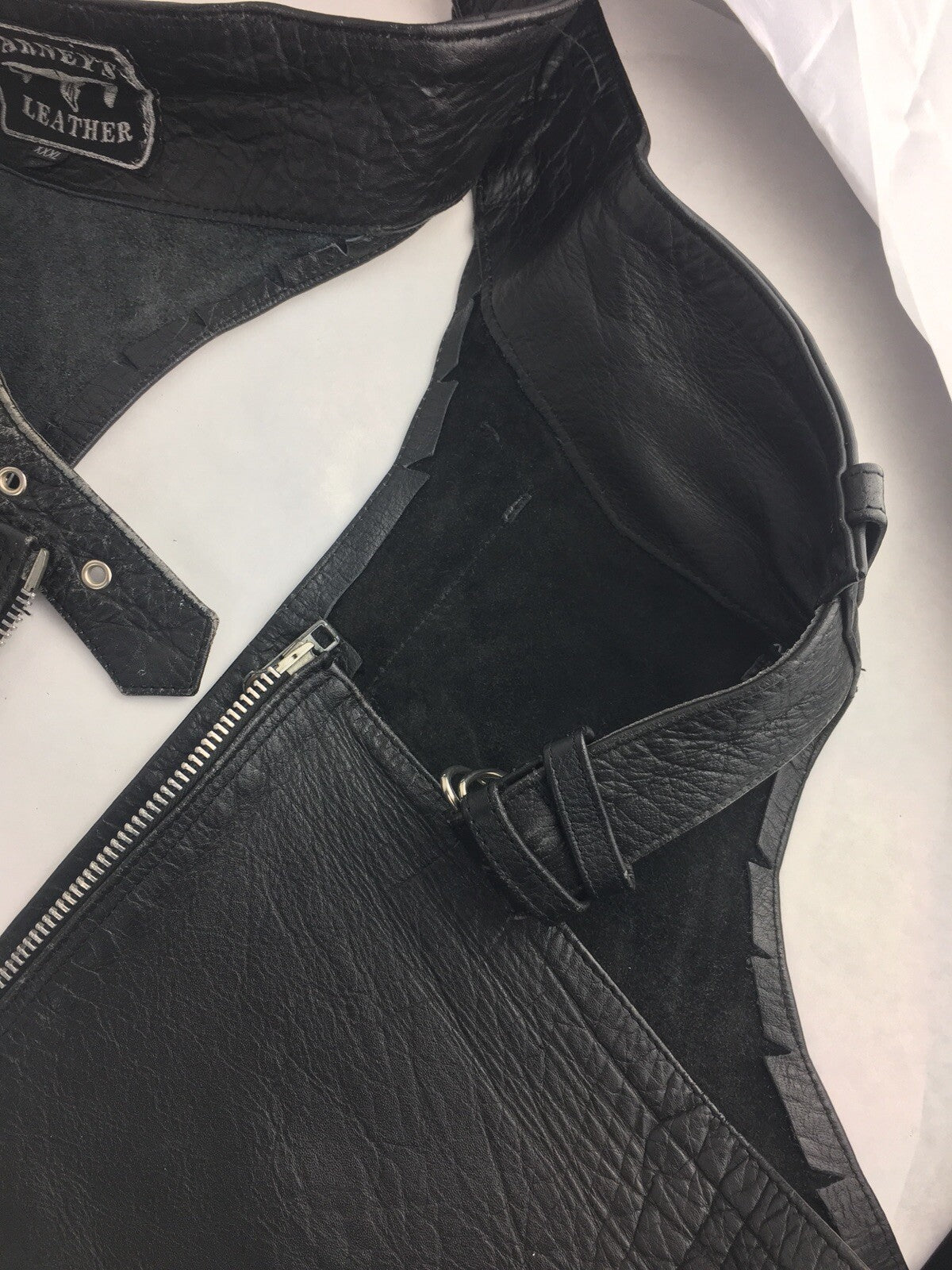 Barney's men's leather motorcycle chaps size XXL black biker riding gear protective legwear