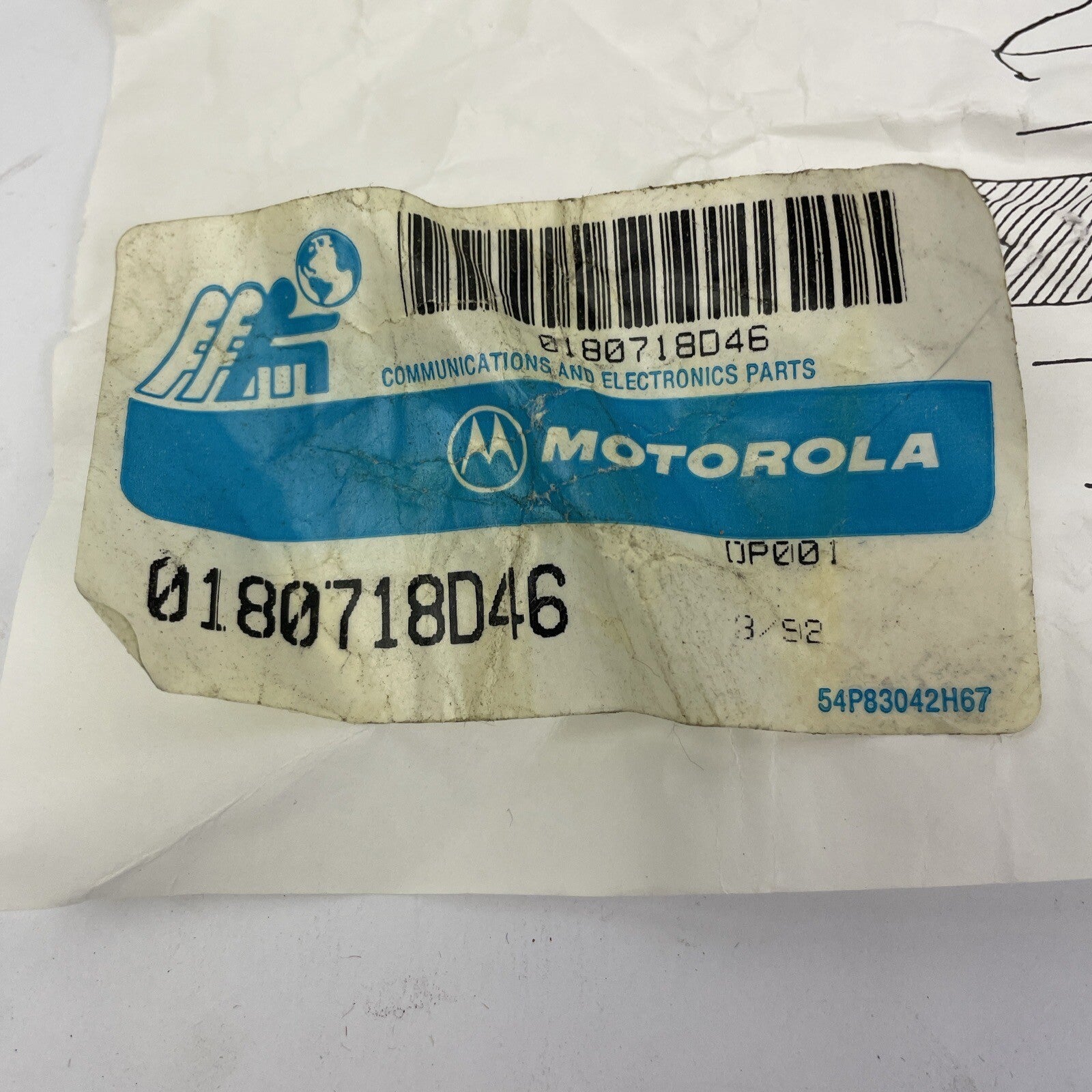 MOTOROLA 5 Pin SPEAKER MIC CABLE motorola Model No. 0180718D46 - LOOK