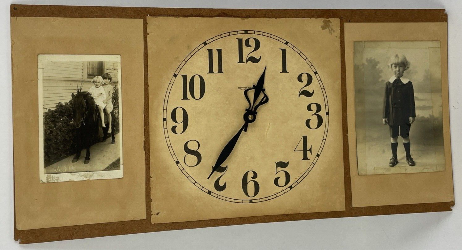 Creepy Hanging Wall Clock By WOOD WOULD Inc. Antique Children Photos 1 of 1