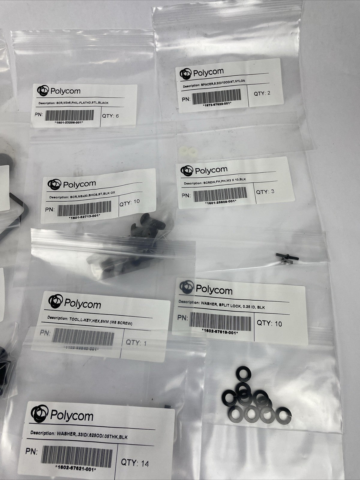 Huge Lot of Polycom ASSY Hardware Kit washers Allen Screws Keys 20 Assorted Bags