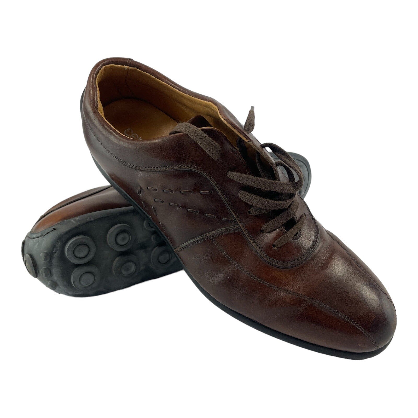 Sergio Rossi Brown Leather Derby Brogue Shoes Men's UK 10 US 12