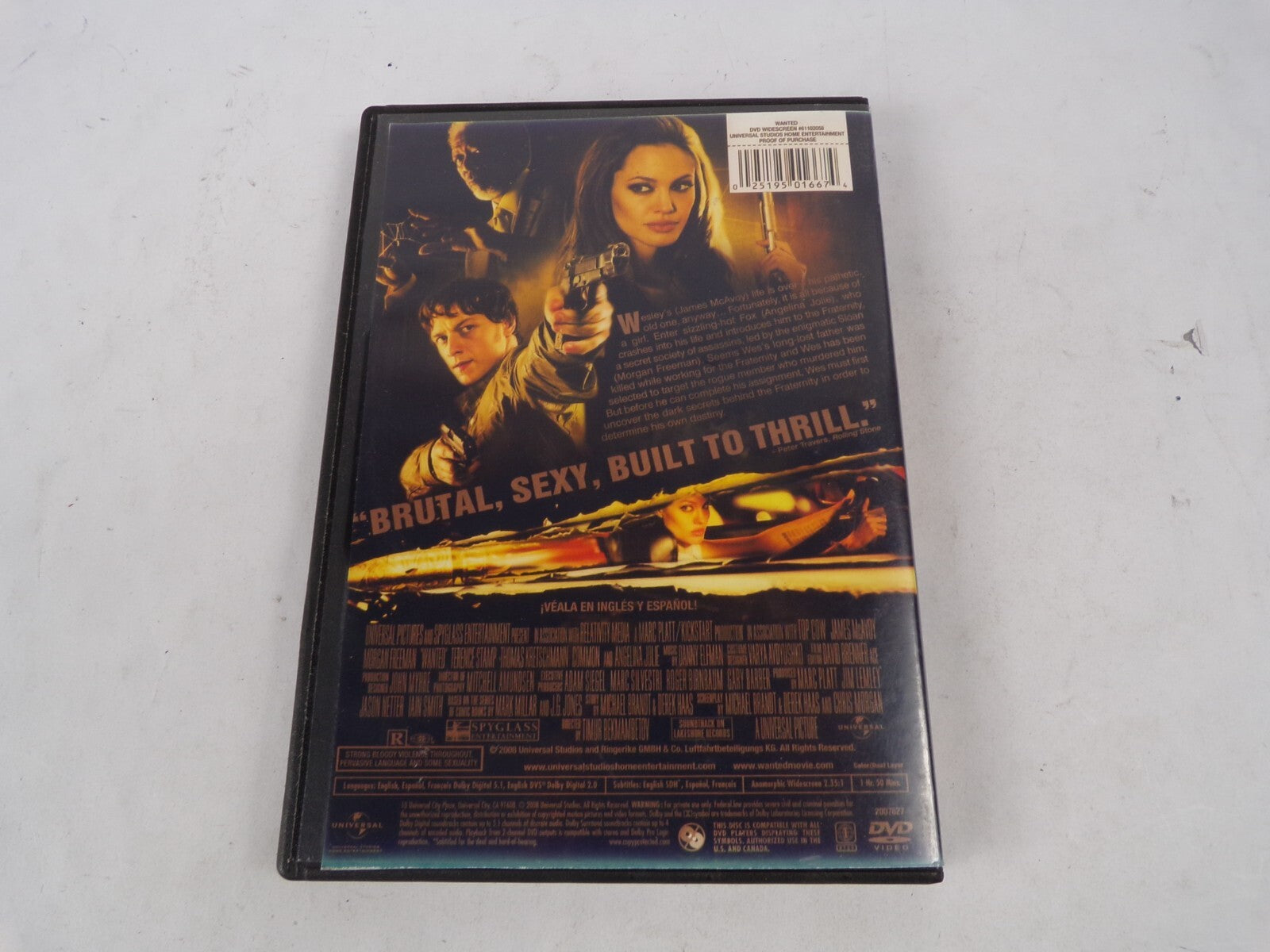 Wanted James Mcavoy Morgan Freeman And Angelina Jolie "Relentless, In DVD Movies