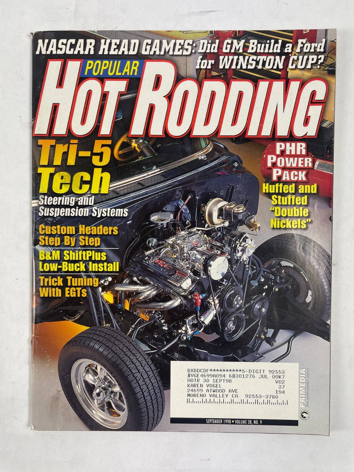 September 1998 Hot Rodding Magazinee Tri- 5 Phr Power Pack Huffed And Stuifed