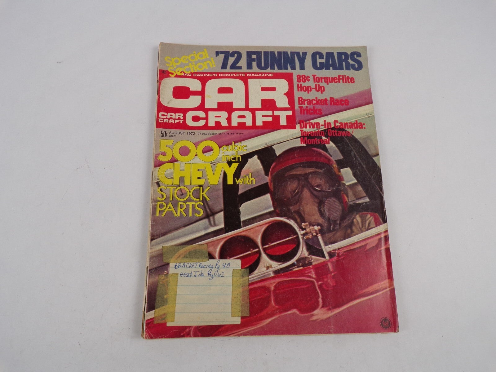 August 1972 Car Craft 500 Cubic Inch Chevy With Stock Parts '72 Funny Cars 88$
