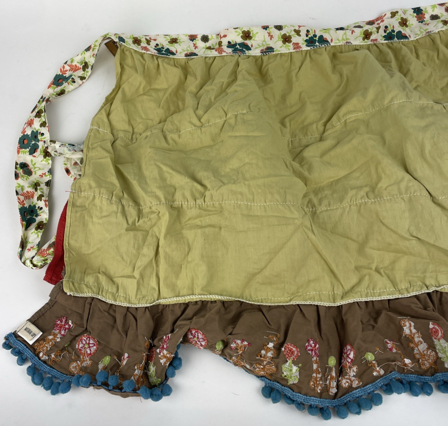 Natural Life - Bohemian Pom Pom Sequin Embroidered Waitress Server Fashion Apron