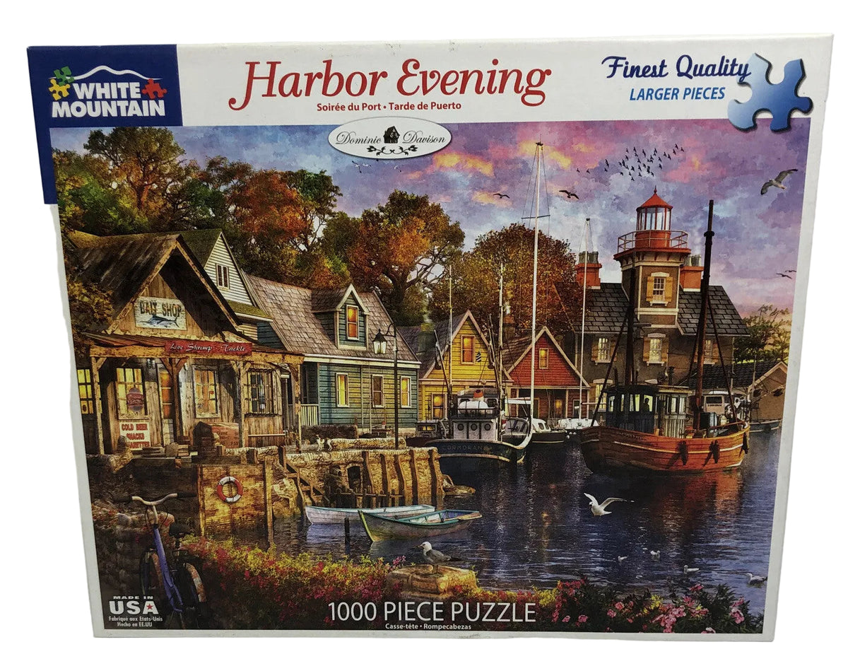 White Mountain Puzzle ~ HARBOR EVENING 1000 Pieces - 24" x 30" Made in the USA