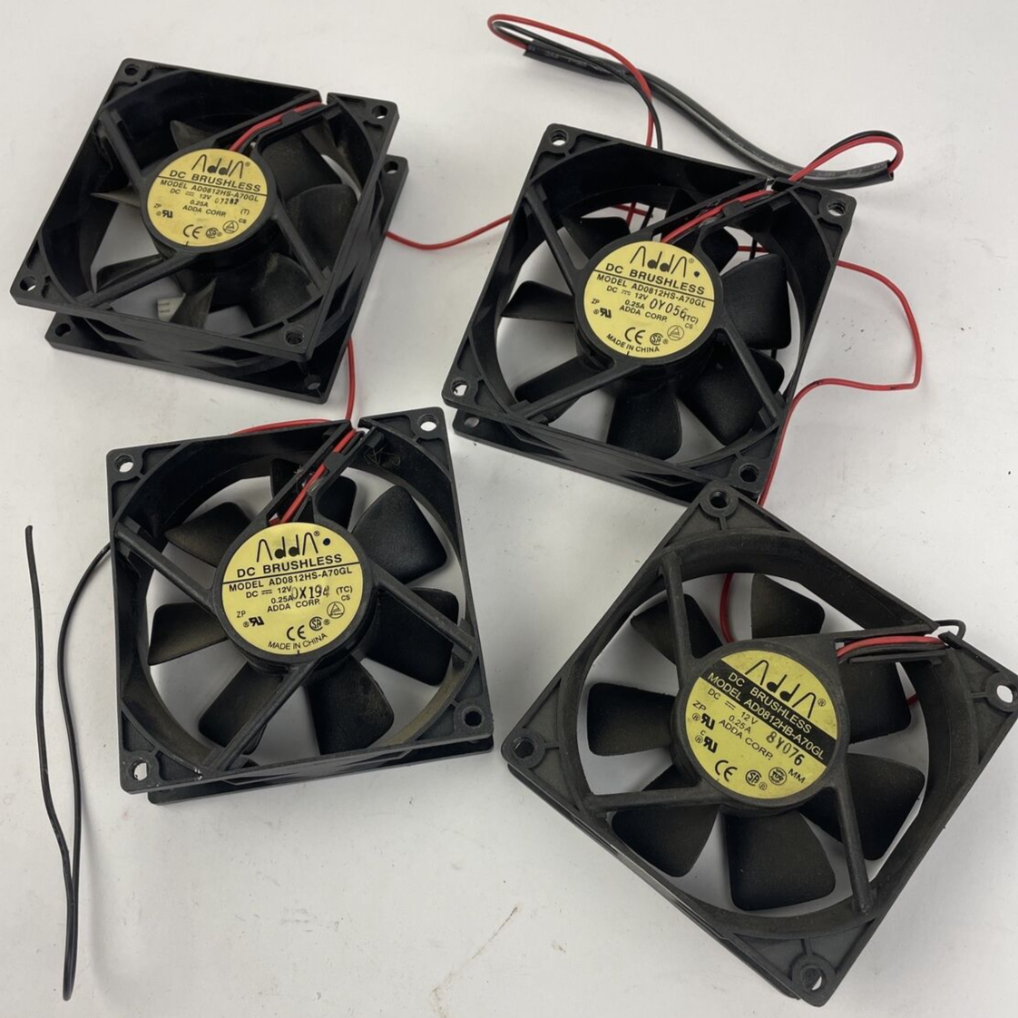 4 x Adda Corp. USA AD0812HS-A70GL 12 Volt DC 0.25A Brushless Tubeaxial Fan NOS