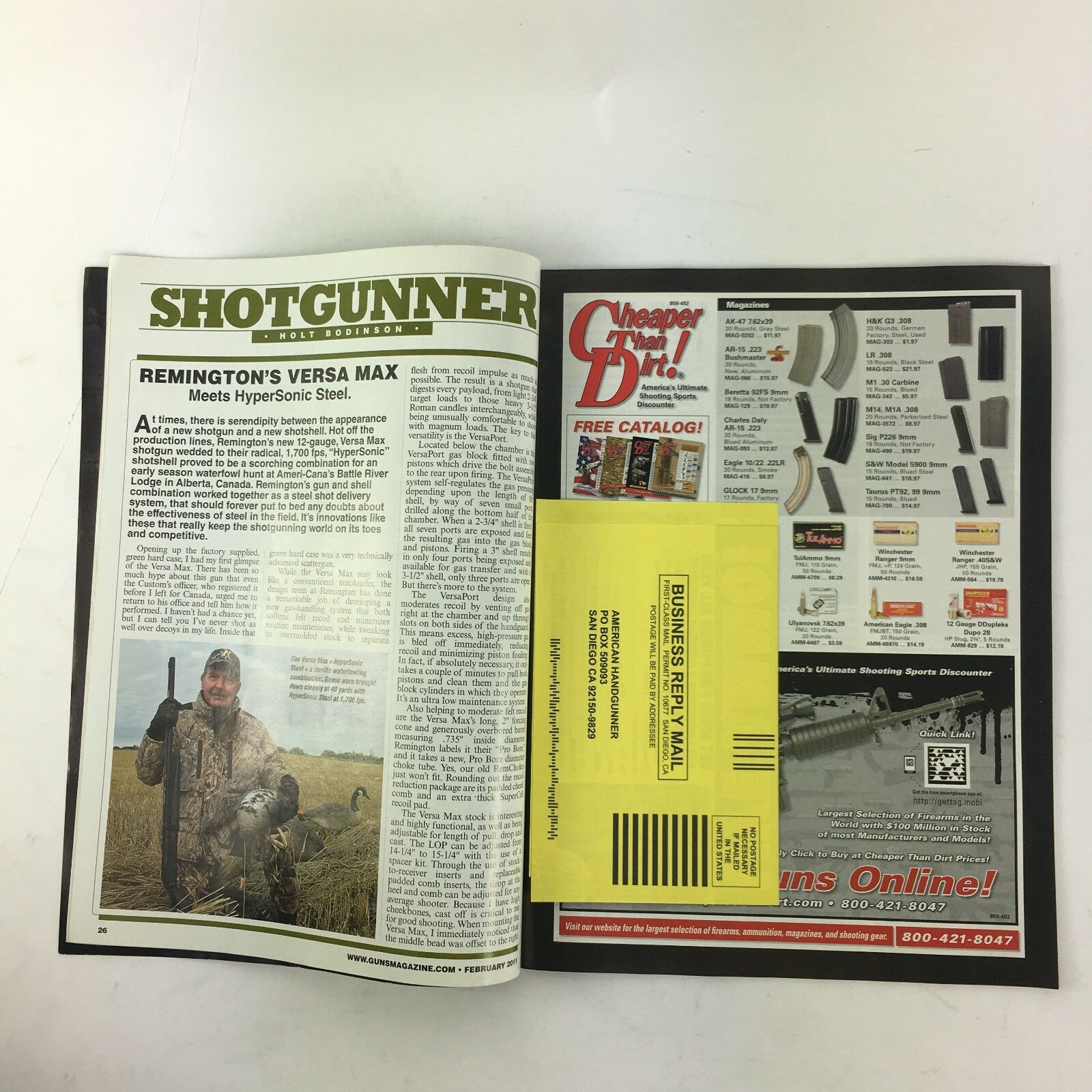 February 2011 Guns Magazine Remington R-15/30 .30 Remar 4X-12X .45 ACP