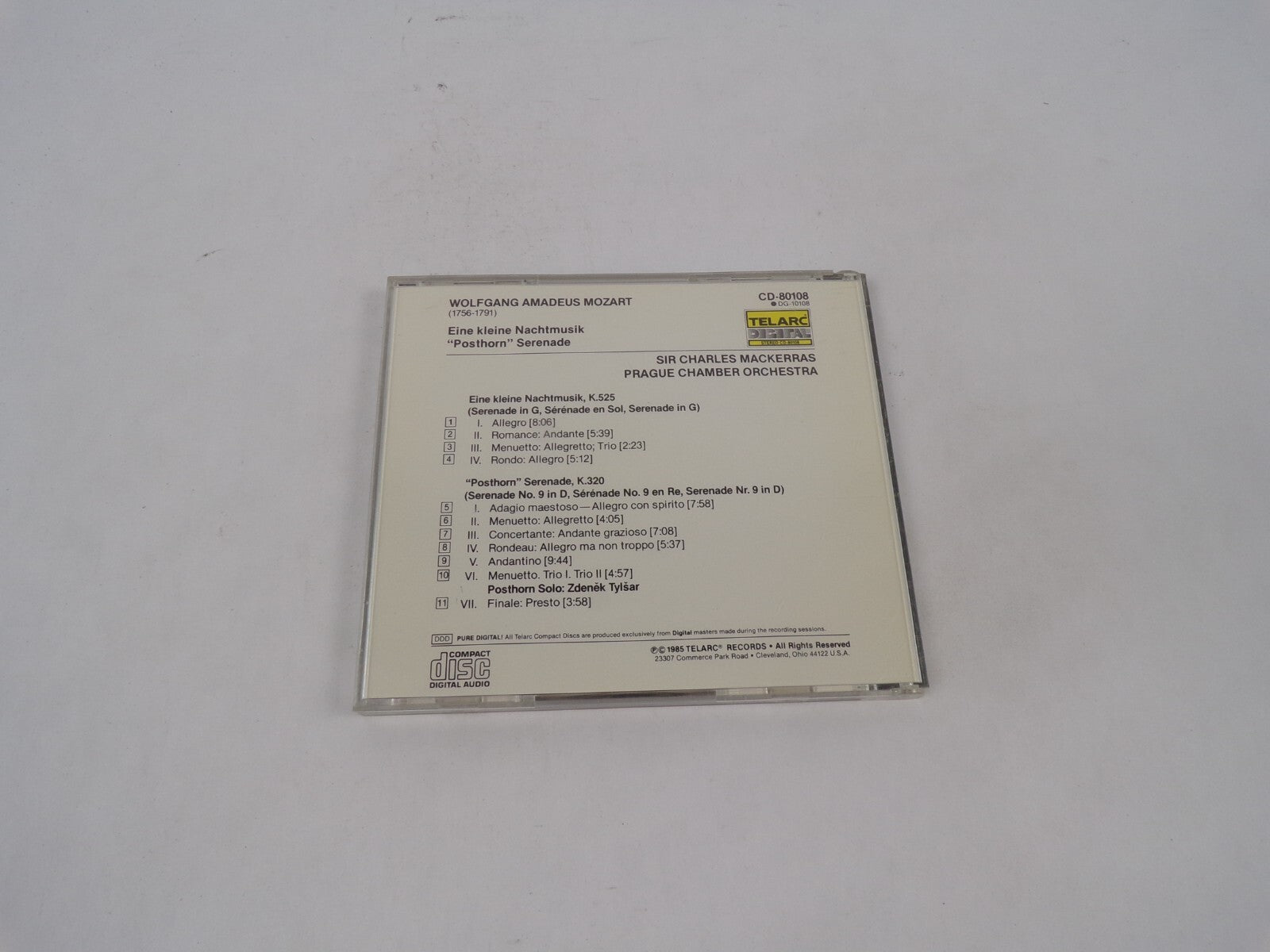 Mozart Eine Kleine Nachtmusik "Posthorn" Serenade Mackerras Prague Chamber CD#69