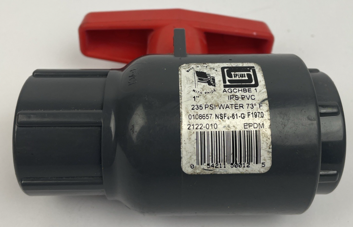 OEM Spears 2122-010 - 1" S x S Schedule 80 PVC Ball Valve w/ EPDM Seal