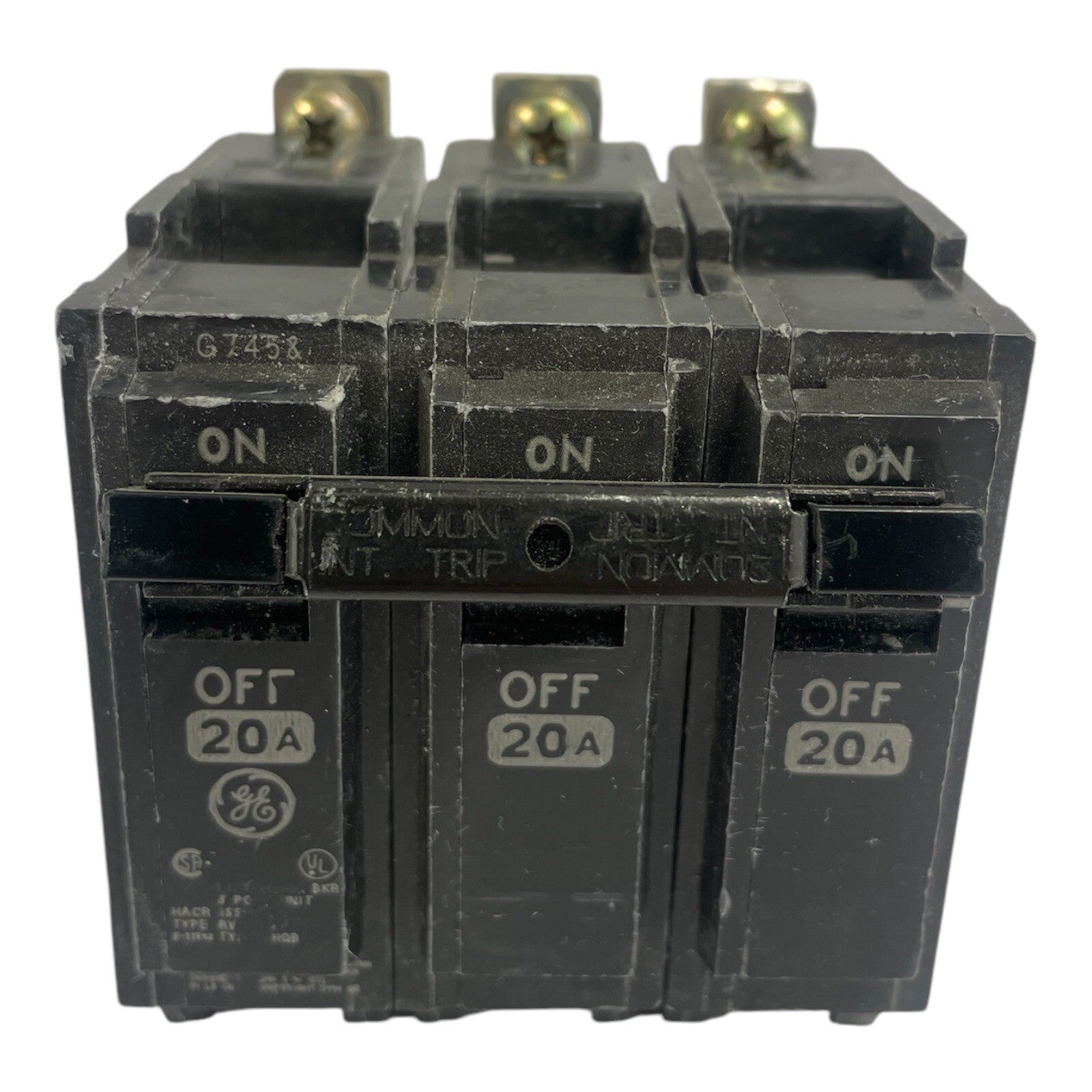 GE Type RV-2937 THQB circuit breaker 3 pole 20 amp 240v