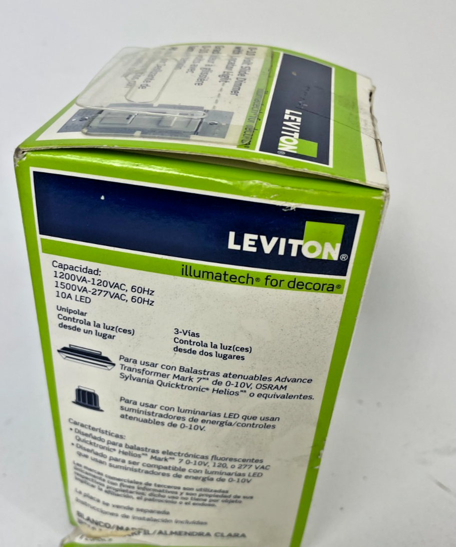 Leviton IP710-DLZ Illumatech 0-10V Slide Dimmer w/ Locator Light White/Ivory