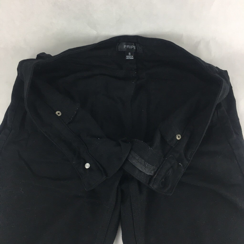 Pripe Womens Skinny Slim Pants Black Low Rise Zipper Fly Pockets Stretch S
