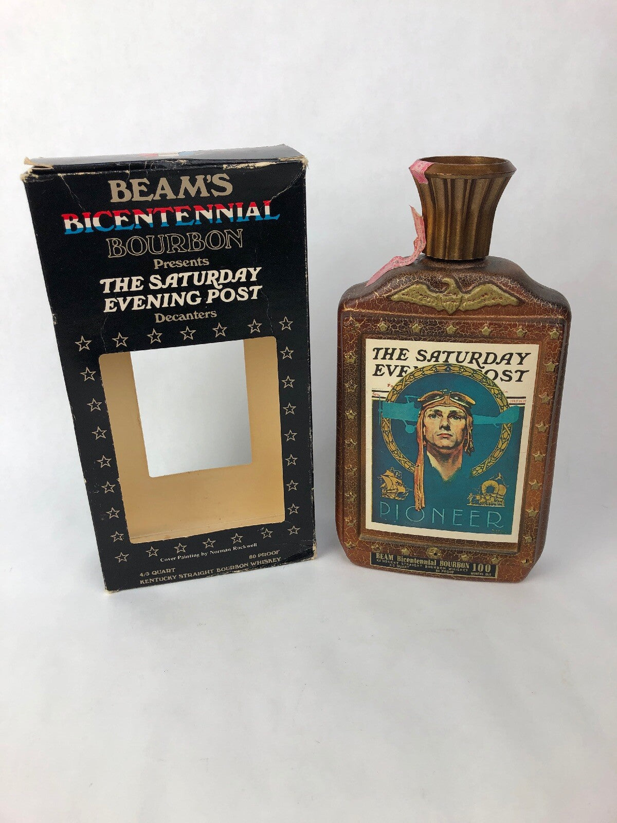 Jim Beam AVIATION pioneer SATURDAY EVENING POST decanter ROCKWELL W Box
