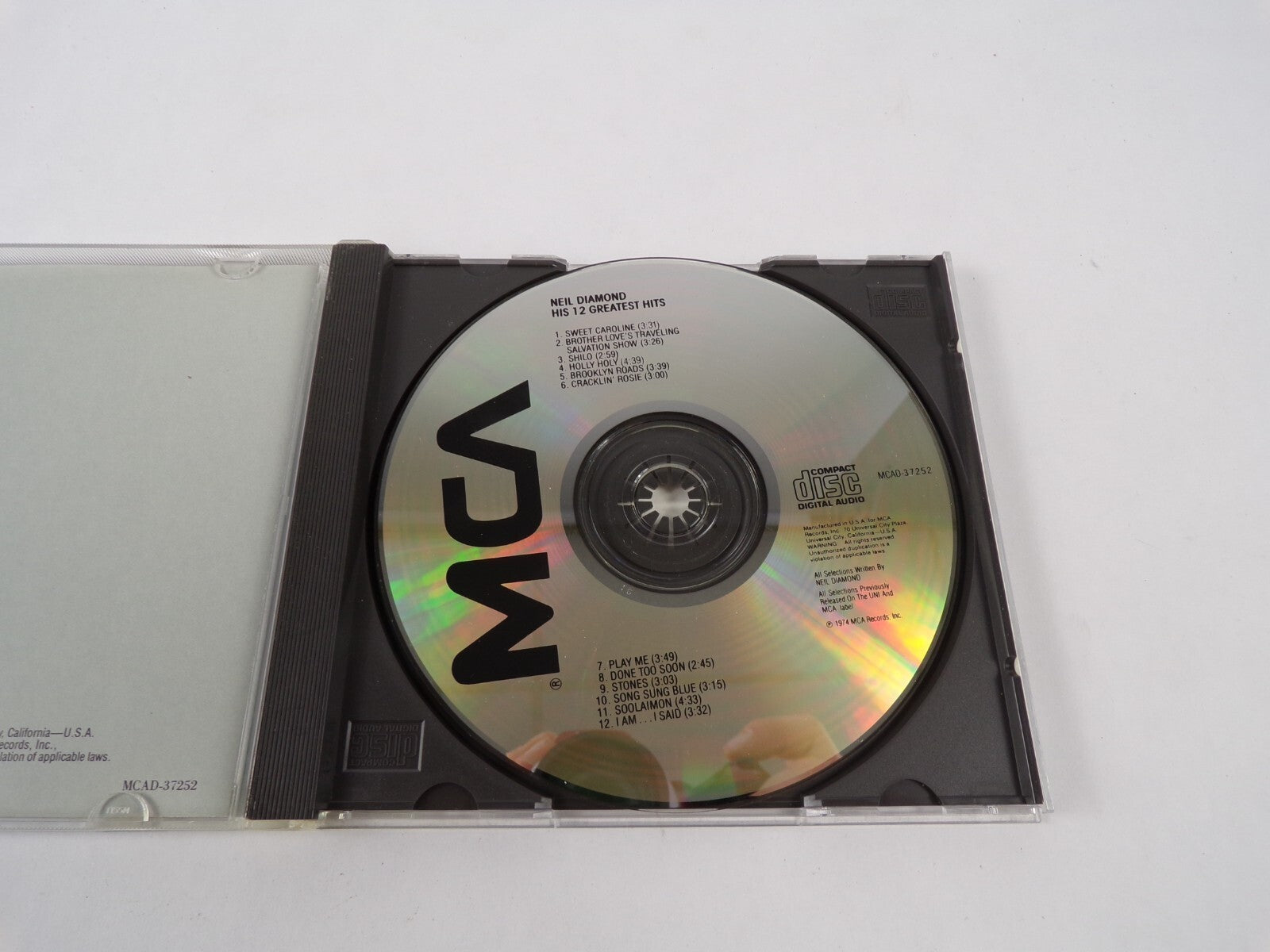 Neil Diamond His 12 Greatest Hits Song Sung Blue Iam I Said Play Me BrotherCD#27
