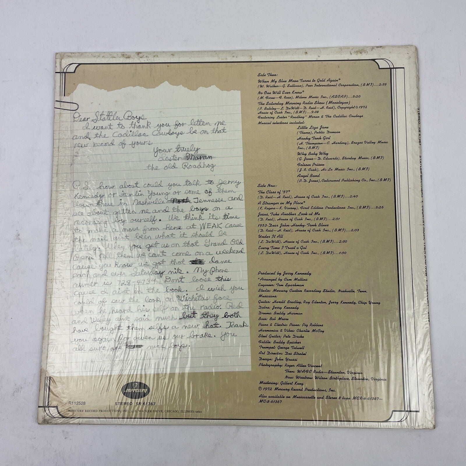 STATLER BROTHERS : country music " then and now " MERCURY 12" LP Vinyl 33 RPM