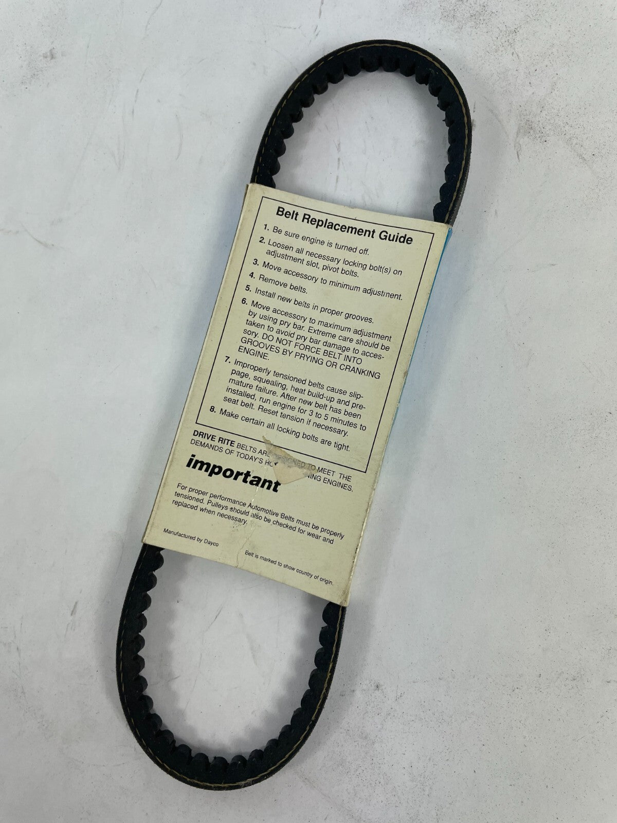 Dayco Drive Rite 15255DR 10A0650 premium utility V-belt OEM replacement automotive drive belt.