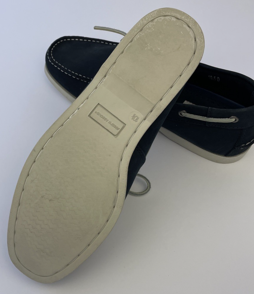 Joseph Abboud Boat Shoes Mens 10.5 Navy Blue Nubuck Leather Moc Toe Deck Loafers