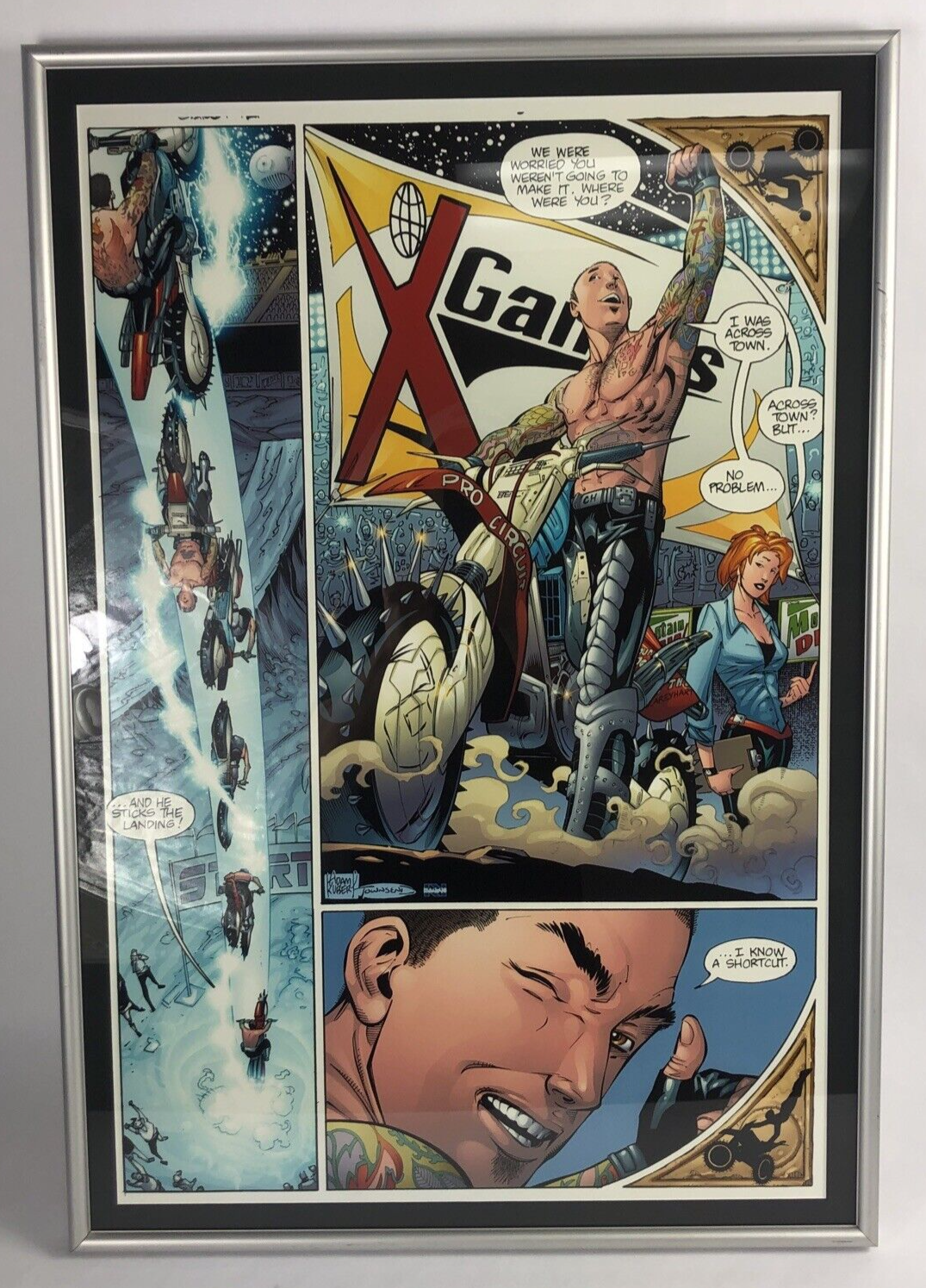 Adam Kubert 32" x 22" FRAMED Original Art Poster X-Games Carey Hart Motocross
