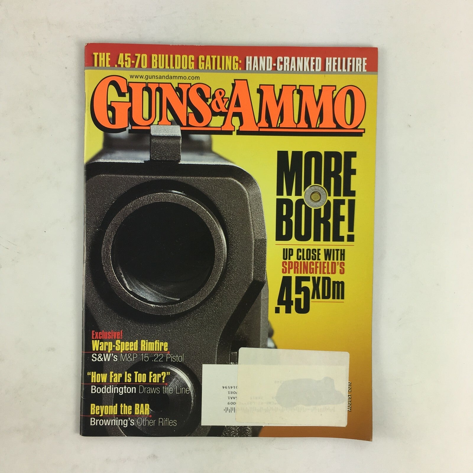 August 2010 Guns & Ammo Magazine More Bore!.45 XDM Warp-Speed Rimfire .22 Pistol