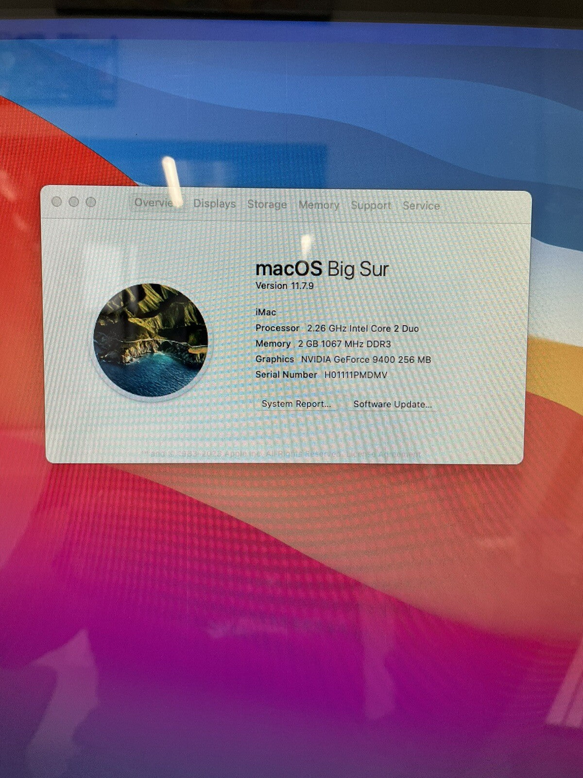 Apple iMac Core 2 Duo 2.26 GHZ - 20" - macOS Big Sur - 2GB RAM - 128 GB SSD HD