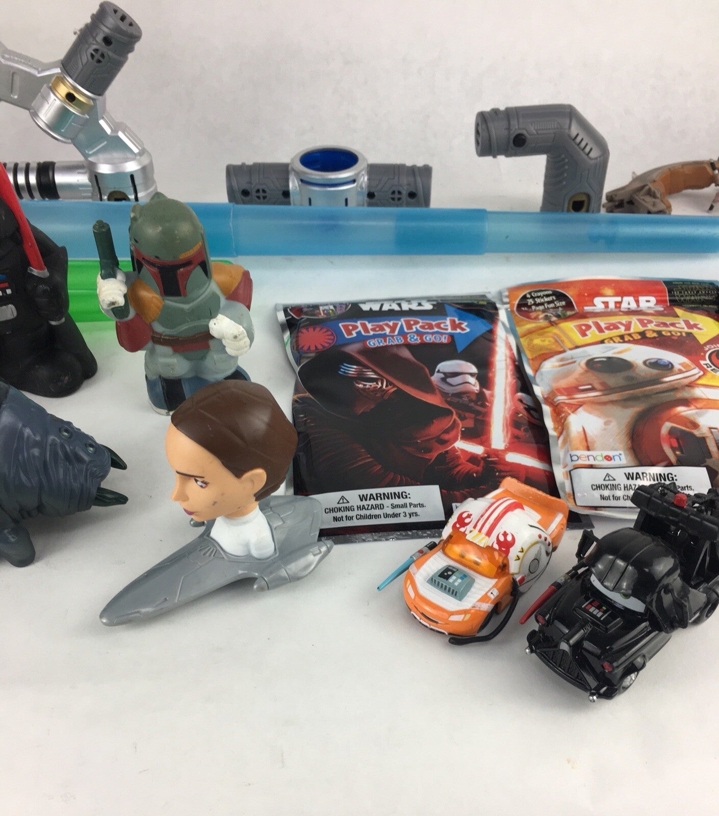 Huge Star Wars Lot of 25 Assorted Figures Weapons and Promo Items - LOOK
